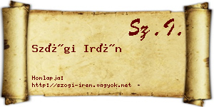 Szögi Irén névjegykártya