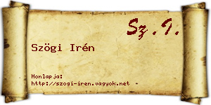 Szögi Irén névjegykártya